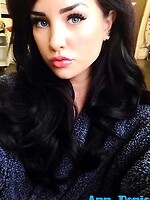 Ann Denise - Sexy Red Lingerie & Stockings Selfie